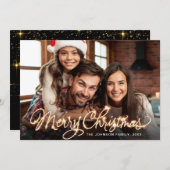 Frohe Weihnachten Gold Sparkle Script FOTO Gruß (Vorne/Hinten)