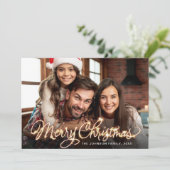 Frohe Weihnachten Gold Sparkle Script FOTO Gruß (Stehend Vorderseite)