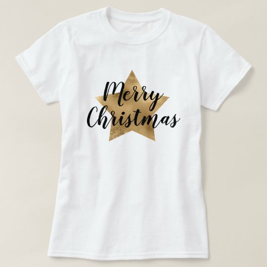 Frohe Weihnachten Gold Star T-Shirt (Design vorne)