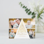 Frohe Weihnachten Gold Swirl Tree 4 Foto Collage (Stehend Vorderseite)