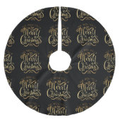 Frohe Weihnachten Gold Typografie Black Chic Polyester Weihnachtsbaumdecke (Vorderseite)