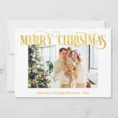 Frohe Weihnachten Gold Typografie Modernes Foto (Vorderseite)