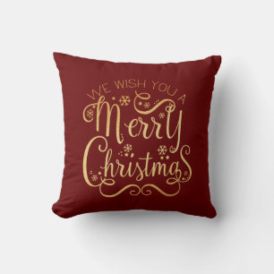 Frohe Weihnachten Gold Typografie Red Chic Kissen