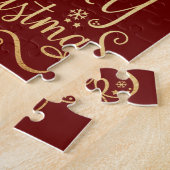 Frohe Weihnachten Gold Typografie Red Elegant Puzzle (Seite)