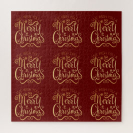 Frohe Weihnachten Gold Typografie Red Elegant Puzzle