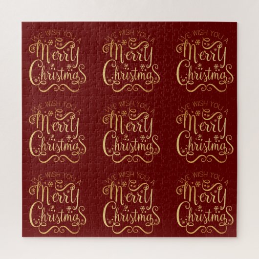 Frohe Weihnachten Gold Typografie Red Elegant Puzzle (Vertikal)