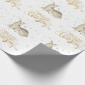 Frohe Weihnachten Gold Typografie & Weihnachtsbaum Geschenkpapier (Ecke)