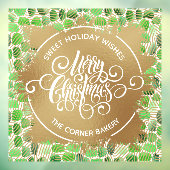 Frohe Weihnachten Gold und Grün Fensteraufkleber (Blatt 3)