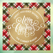 Frohe Weihnachten Gold und Kariert Fensteraufkleber (Blatt 3)