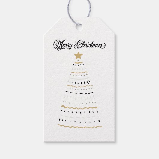 Frohe Weihnachten Gold und schwarz stilisierten Ba Geschenkanhänger (Vorderseite)