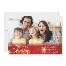 Frohe Weihnachten, Gold und weiße Lichter auf rot