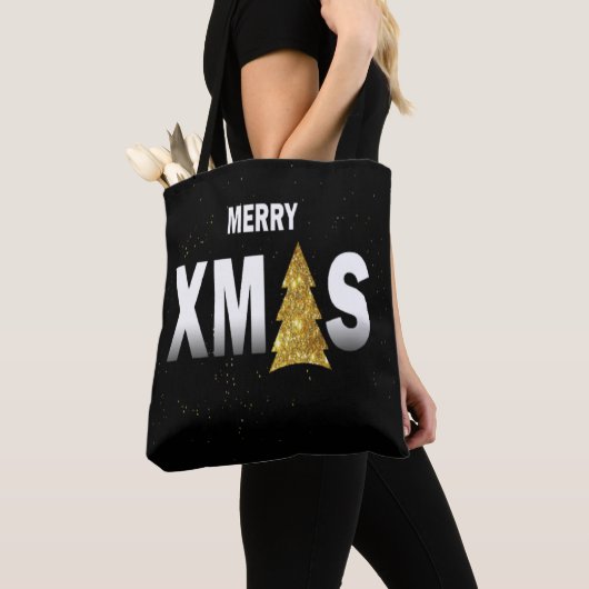 Frohe Weihnachten Gold Weihnachtsbaum Design Tasche (Von Nahem)
