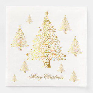 Frohe Weihnachten Gold Weihnachtsbaumen Serviette