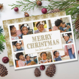 Frohe Weihnachten Gold Weiße Schneeflocken 8 Foto