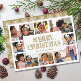 Frohe Weihnachten Gold Weiße Schneeflocken 8 Foto