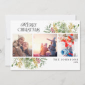 Frohe Weihnachten Gold Winter Botanisches Foto (Vorderseite)