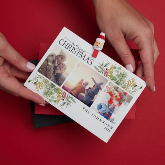 Frohe Weihnachten Gold Winter Botanisches Foto Hol