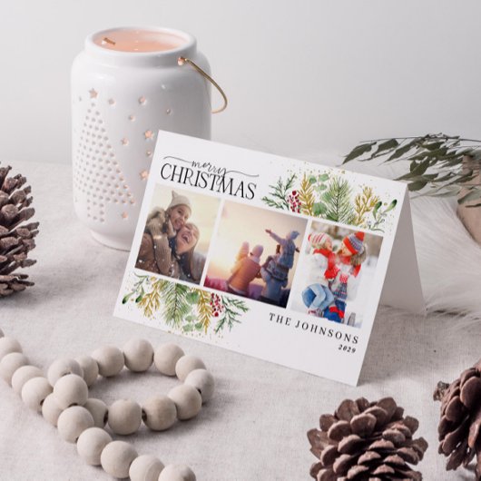 Frohe Weihnachten Gold Winter Botanisches Foto Hol