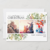 Frohe Weihnachten Gold Winter Botanisches Foto Hol (Vorderseite)