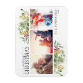 Frohe Weihnachten Gold Winter Botanisches Foto Hol Magnet (Vertikal)