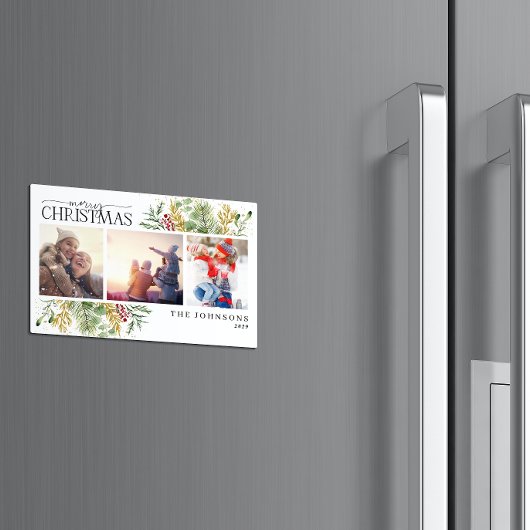 Frohe Weihnachten Gold Winter Foto Holiday Magnet