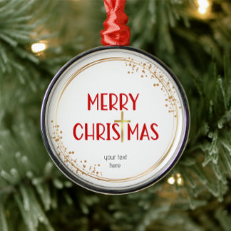 Frohe Weihnachten Golden Cross Ornament Red Keepak Aus Metall