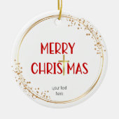 Frohe Weihnachten Golden Cross Weißes Rotes Orname Keramik Ornament (Vorne)