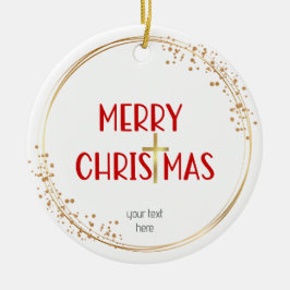 Frohe Weihnachten Golden Cross Weißes Rotes Orname Keramik Ornament