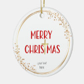 Frohe Weihnachten Golden Cross Weißes Rotes Orname Keramik Ornament (Links)
