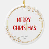 Frohe Weihnachten Golden Cross Weißes Rotes Orname Keramik Ornament (Hinten)