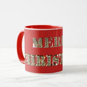 Frohe Weihnachten Golden Glitzer Typografie Red Go Tasse