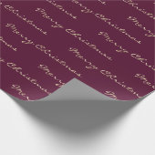 Frohe Weihnachten Golden Holidays Berry Marsala Geschenkpapier (Ecke)