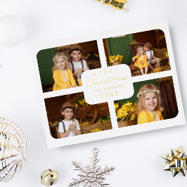 Frohe Weihnachten Golden Minimalistisch 4 Fotos Co Folien Feiertagspostkarte