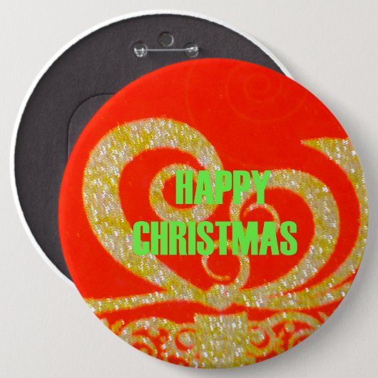 Frohe Weihnachten Golden Red Snow flex Button (Vorne & Hinten)