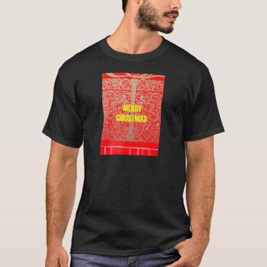 Frohe Weihnachten Golden Red Snow Herzen T-Shirt (Vorderseite)