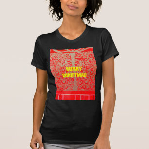 Frohe Weihnachten Golden Red Snow Herzen T-Shirt