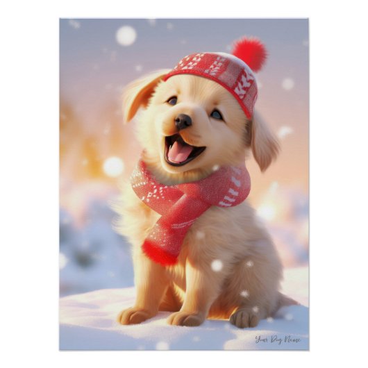 Frohe Weihnachten, Golden Retriever Dog 01 - Happy Poster (Vorderseite)