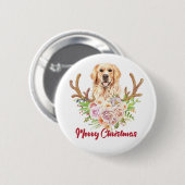 Frohe Weihnachten Golden Retriever Dog Pet Button (Vorne & Hinten)