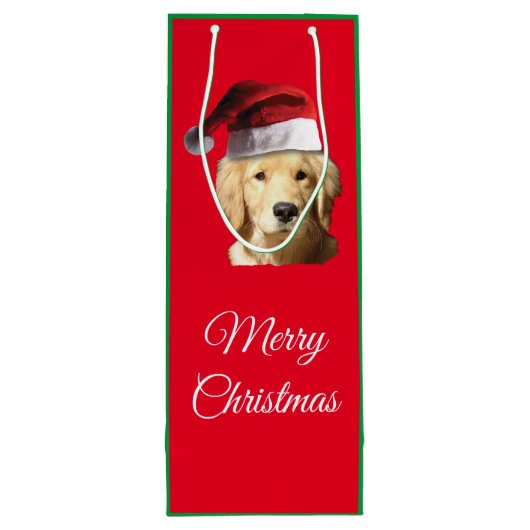 Frohe Weihnachten Golden Retriever Geschenktüte Für Weinflaschen (Rückseite)