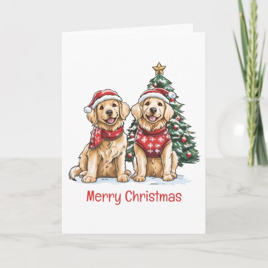 Frohe Weihnachten Golden Retriever Hunde (Vorderseite)