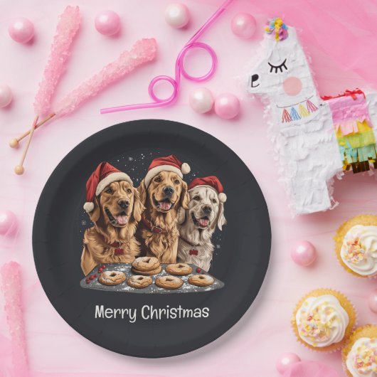 Frohe Weihnachten Golden Retriever Hunde Backen Pappteller (Party)