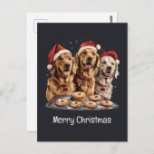 Frohe Weihnachten Golden Retriever Hunde Backen Postkarte (Vorne/Hinten)