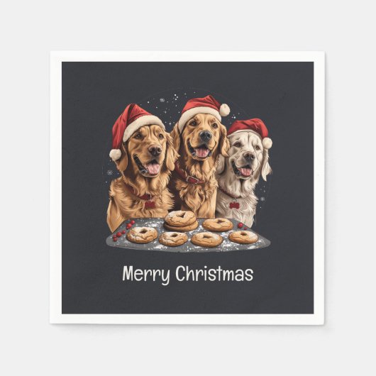 Frohe Weihnachten Golden Retriever Hunde Backen Serviette (Vorderseite)