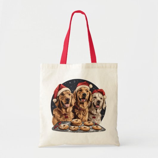 Frohe Weihnachten Golden Retriever Hunde Backen Tragetasche (Vorne)