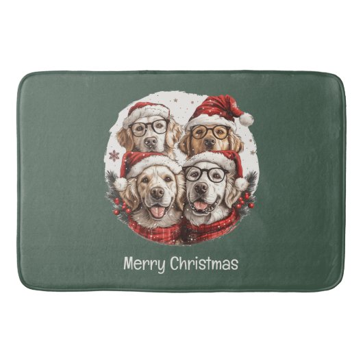 Frohe Weihnachten Golden Retriever Hunde Badematte (Vorderseite)