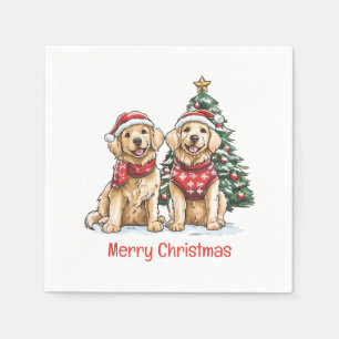 Frohe Weihnachten Golden Retriever Hunde Serviette