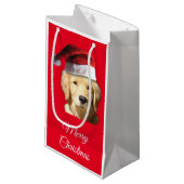 Frohe Weihnachten Golden Retriever Kleine Geschenktüte (Vorderseite Schrägansicht)