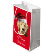 Frohe Weihnachten Golden Retriever Kleine Geschenktüte (Rückseite Schrägansicht)