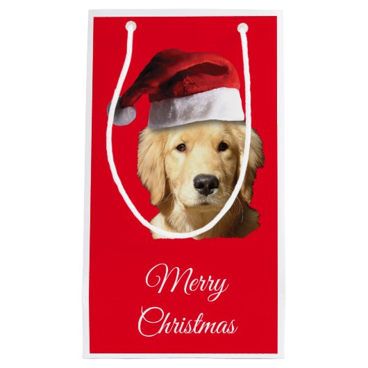 Frohe Weihnachten Golden Retriever Kleine Geschenktüte (Vorderseite)