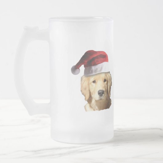 Frohe Weihnachten Golden Retriever Mattglas Bierglas (Links)